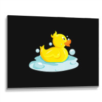 Cute Yellow Duck Rubber Ducky Duckie Bathtub Party Day Metal Print Horizontal | Artistshot