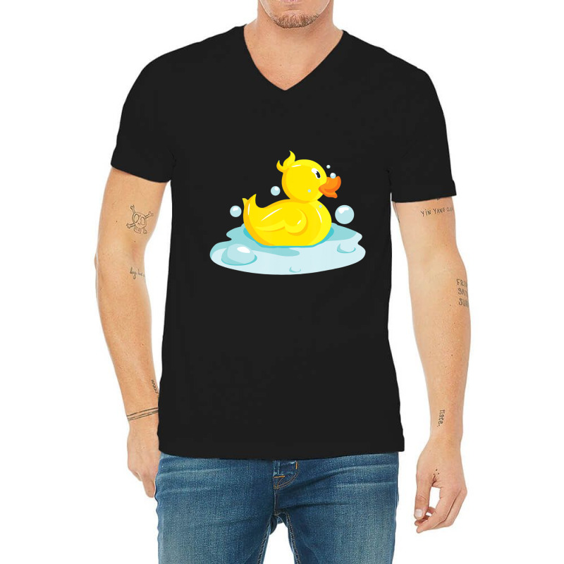 Cute Yellow Duck Rubber Ducky Duckie Bathtub Party Day V-neck Tee | Artistshot