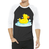 Cute Yellow Duck Rubber Ducky Duckie Bathtub Party Day 3/4 Sleeve Shirt | Artistshot