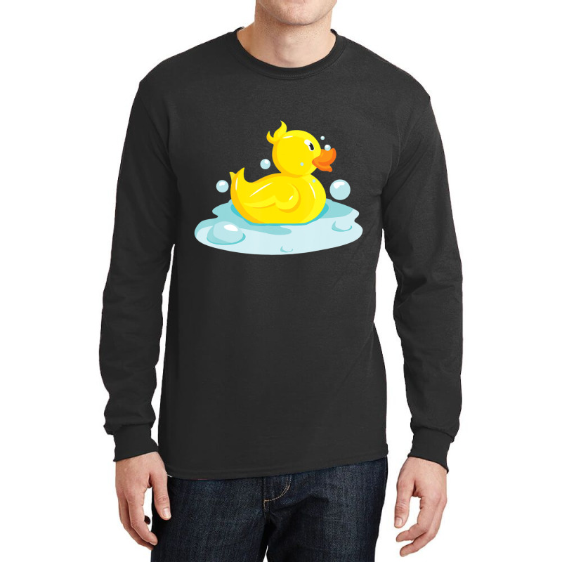 Cute Yellow Duck Rubber Ducky Duckie Bathtub Party Day Long Sleeve Shirts | Artistshot