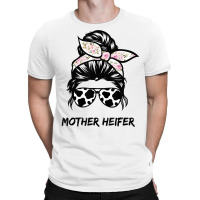 Mother Heifer Farmer Mom Cow Messy Bun Hair Bandana Cow T Shirt T-shirt | Artistshot