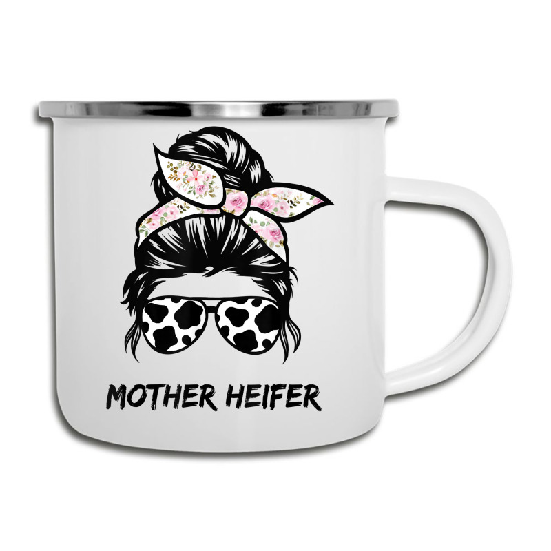 Mother Heifer Farmer Mom Cow Messy Bun Hair Bandana Cow T Shirt Camper Cup | Artistshot