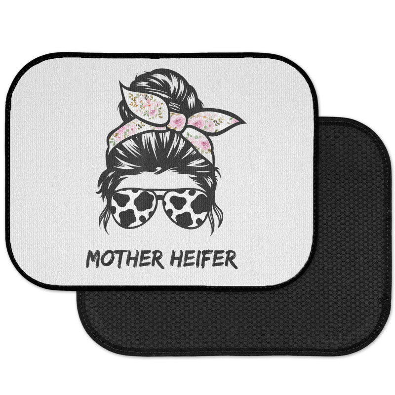 Mother Heifer Farmer Mom Cow Messy Bun Hair Bandana Cow T Shirt Rear Car Mat | Artistshot