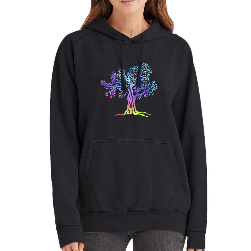 Colorful Beautiful Life Vintage Tree Gift Idea Vintage Hoodie | Artistshot