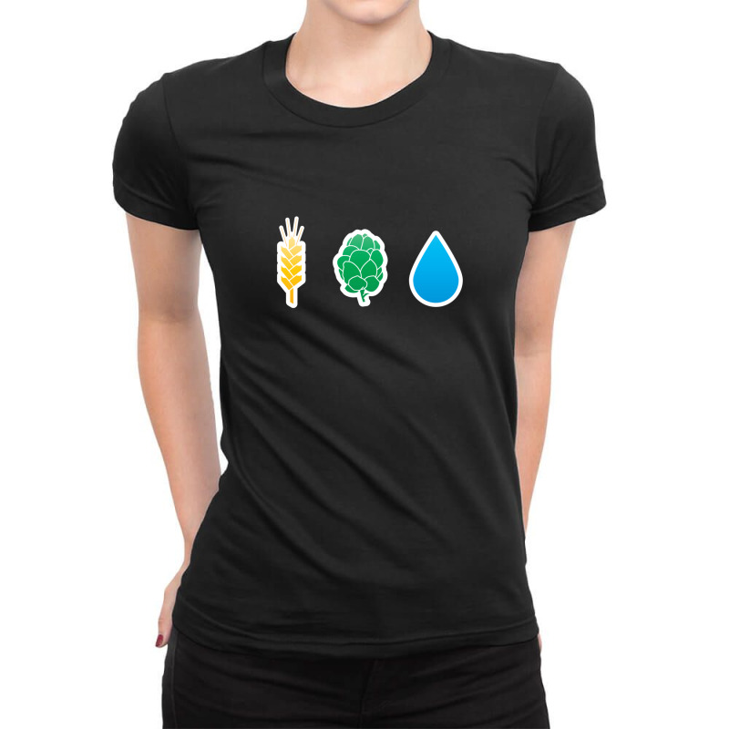 Basic Ingredients For Beer Symbols Ladies Fitted T-Shirt by CharlesWeber | Artistshot