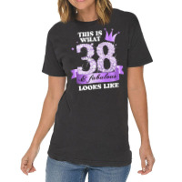 Womens 38 & Fabulous I Purple Lilac Black Party Group Photo Outfit Tan Vintage T-shirt | Artistshot