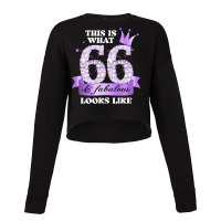 Womens 66 & Fabulous I Purple Lilac Black Party Group Photo Outfit Tan Cropped Sweater | Artistshot