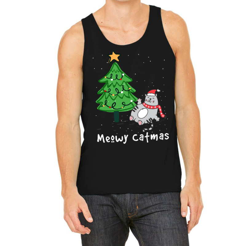 Meowy Catmas Cat Christmas Tree Xmas Meowy Catmas Cat Christmas Tree X Tank Top by kerchingparticular | Artistshot