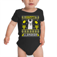 Happy Llamakah Jewish Llama Hanukkah Ugly Sweater Baby Bodysuit | Artistshot