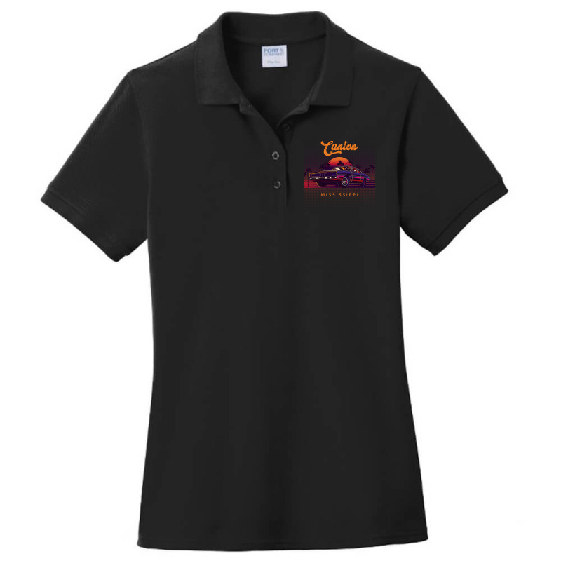 Canton Mississippi Retro Vintage 80s 90s Muscle Cars Retrowave Aesthet Ladies Polo Shirt by pancakespienova | Artistshot