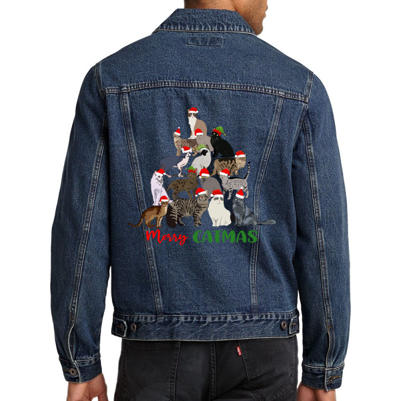 Merry Catmas Christmas Cat Tree Funny Merry Catmas Christmas Cat Tree Men Denim Jacket by kerchingparticular | Artistshot