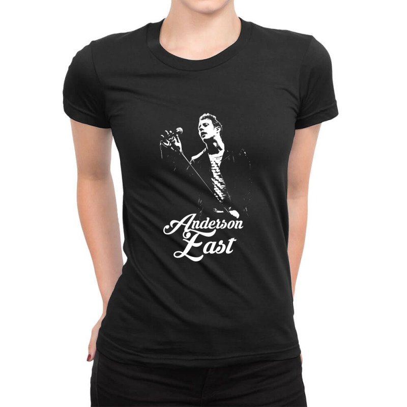 Anderson - White Stencil - East Essential Ladies Fitted T-Shirt by JerryArnold | Artistshot