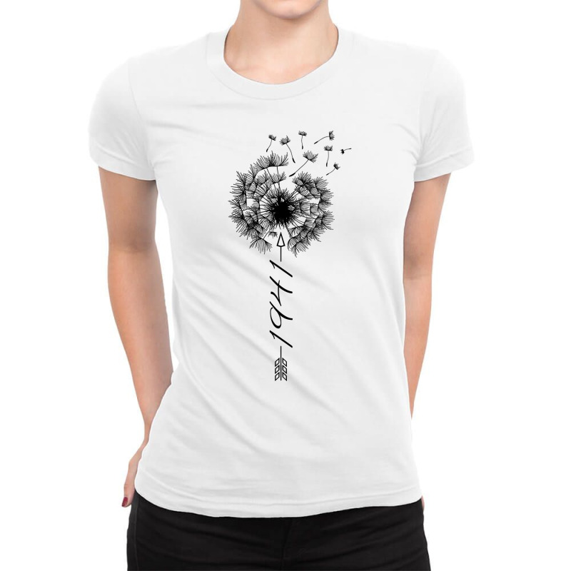 Womens Just Year Birthday 1941 Gift Cute Dandelion Flower Breathe V Ne Ladies Fitted T-Shirt by relaehopoli | Artistshot