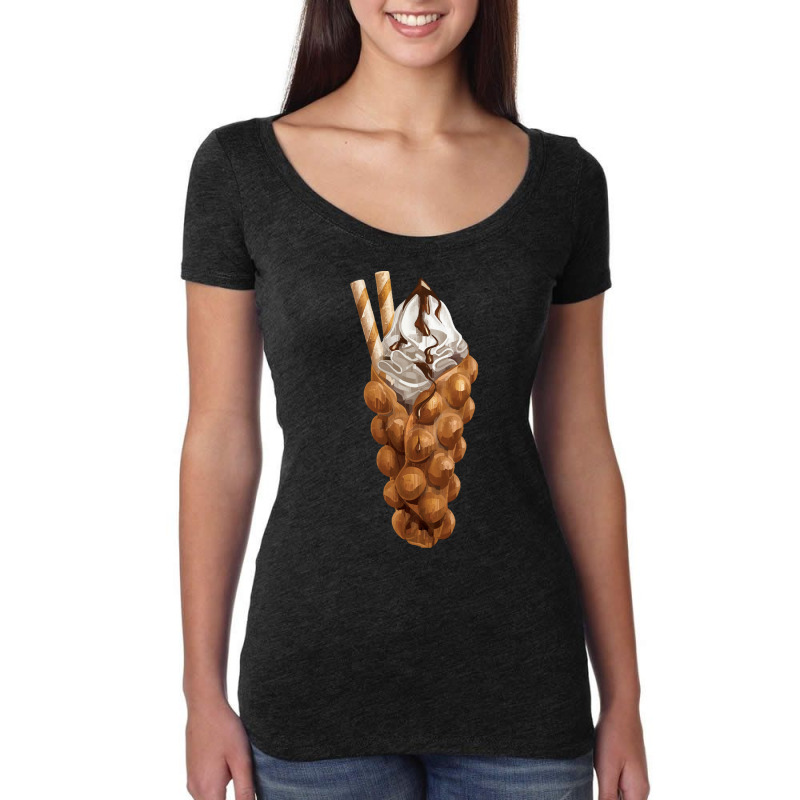 Eggette,bubble,waffle,vanilla,ice,cream,egg,bubble,waffle,vanilla,ice, Women's Triblend Scoop T-shirt by thymeartiste | Artistshot