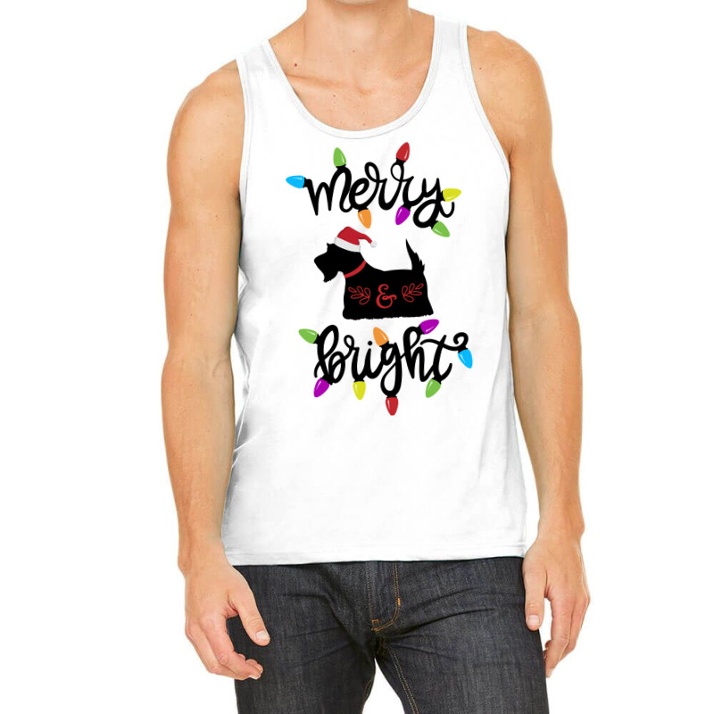 Scottish Terrier Dog Merry And Bright Christmas Lights Gift Sweatshirt Tank Top | Artistshot