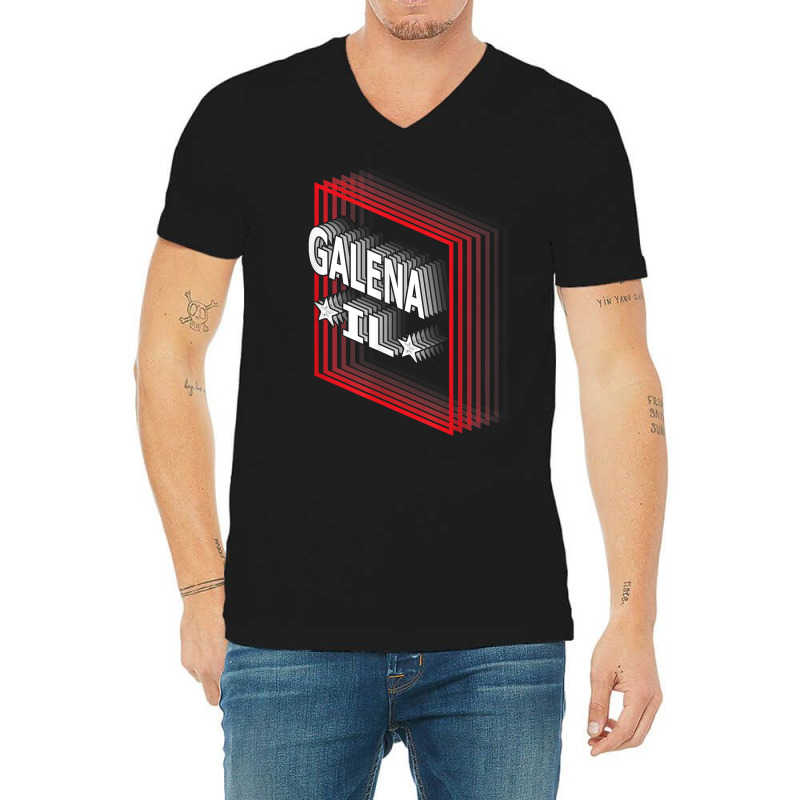 Retro Vaporwave Galena Illinois Il T Shirt V-Neck Tee by maecopaharo | Artistshot