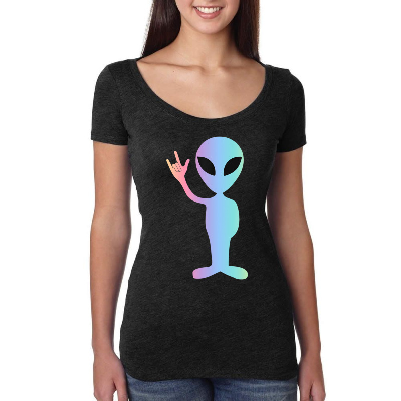 Asl I Love You Sign Language Alien Women's Triblend Scoop T-shirt by doboc | Artistshot