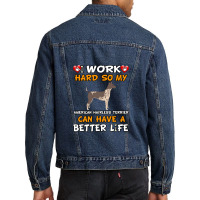 I Work Hard So My American Hairless Terrier Can Have A Better Life - A Men Denim Jacket | Artistshot