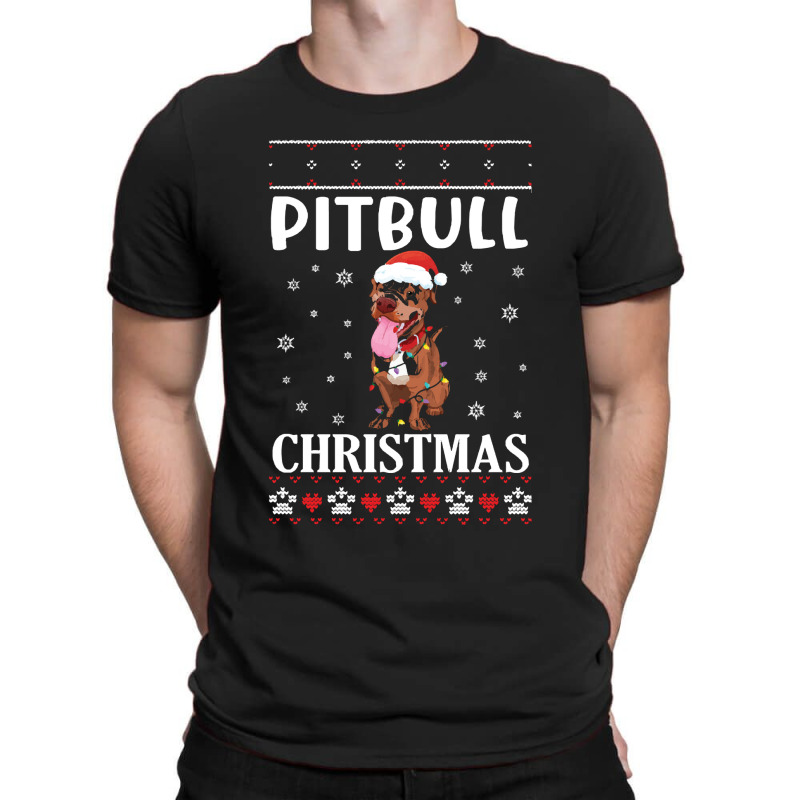 Merry Christmas Noel Day Pitbull Dog Lo Pitbull Dog Dancing With Snow  T-Shirt by kerchingparticular | Artistshot