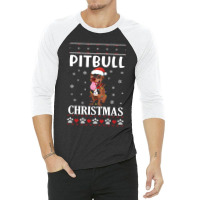 Merry Christmas Noel Day Pitbull Dog Lo Pitbull Dog Dancing With Snow  3/4 Sleeve Shirt | Artistshot