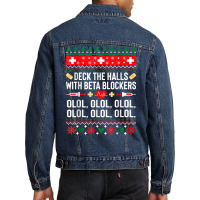 Deck The Halls With Beta Blockers Nurse Christmas Ugly Xmas T Shirt Men Denim Jacket | Artistshot