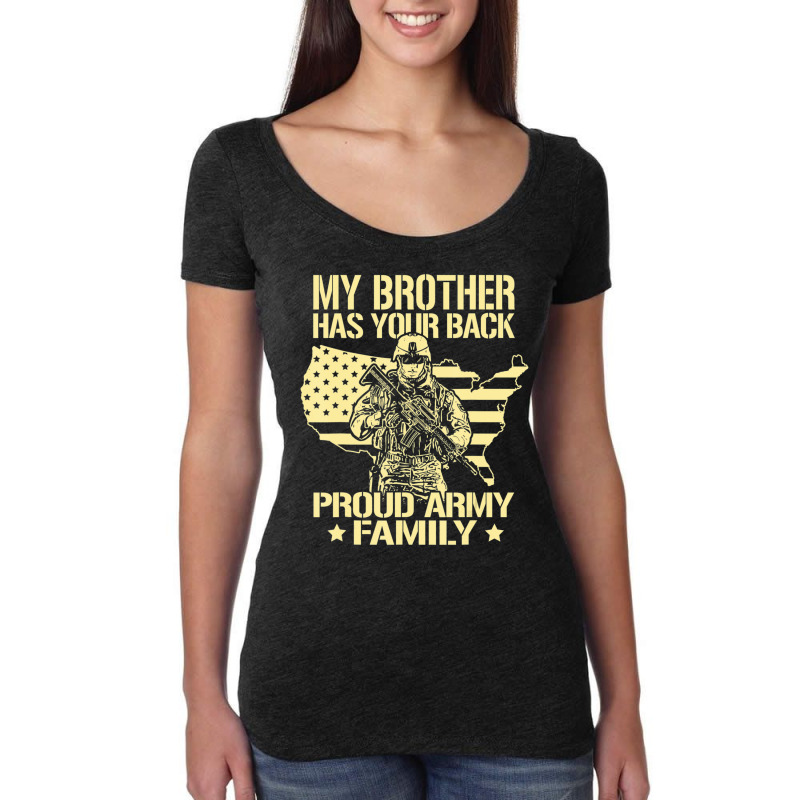 My Brother Has Your Back Proud Army Family Military Sibling Women's Triblend Scoop T-shirt by cm-arts | Artistshot