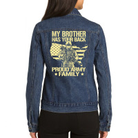 My Brother Has Your Back Proud Army Family Military Sibling Ladies Denim Jacket | Artistshot