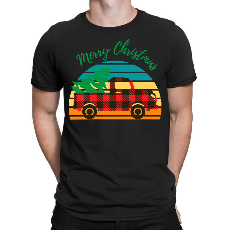 Merry Christmas Truck Tree Red Plaid Merry Christmas Truck Tree Red Pl T-Shirt by kerchingparticular | Artistshot