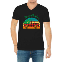 Merry Christmas Truck Tree Red Plaid Merry Christmas Truck Tree Red Pl V-neck Tee | Artistshot