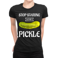 Stop Staring At My Creepy Pickle Halloween Ladies Fitted T-shirt | Artistshot