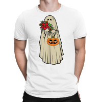 Retro Vintage Groovy Pumpkin Halloween Colors Flower Ghost T Shirt T-shirt | Artistshot