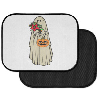 Retro Vintage Groovy Pumpkin Halloween Colors Flower Ghost T Shirt Rear Car Mat | Artistshot