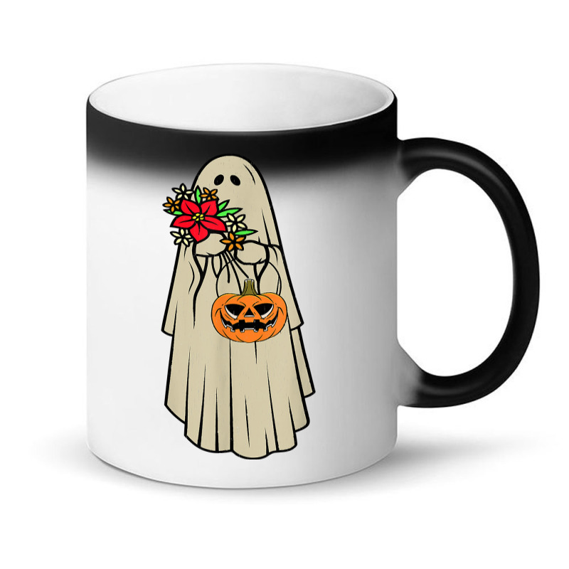 Retro Vintage Groovy Pumpkin Halloween Colors Flower Ghost T Shirt Magic Mug | Artistshot