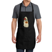 Retro Vintage Groovy Pumpkin Halloween Colors Flower Ghost T Shirt Full-length Apron | Artistshot