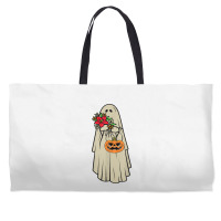 Retro Vintage Groovy Pumpkin Halloween Colors Flower Ghost T Shirt Weekender Totes | Artistshot