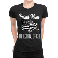 Correctional Officer Mom Quote Thin Silver Line Flag Mother Ladies Fitted T-shirt | Artistshot