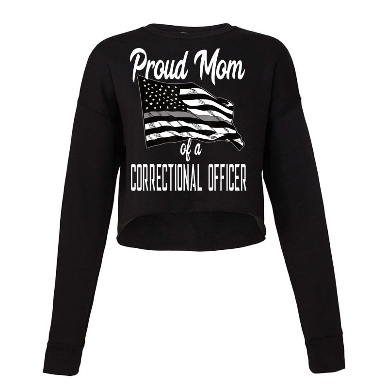 Correctional Officer Mom Quote Thin Silver Line Flag Mother Cropped Sweater by cm-arts | Artistshot