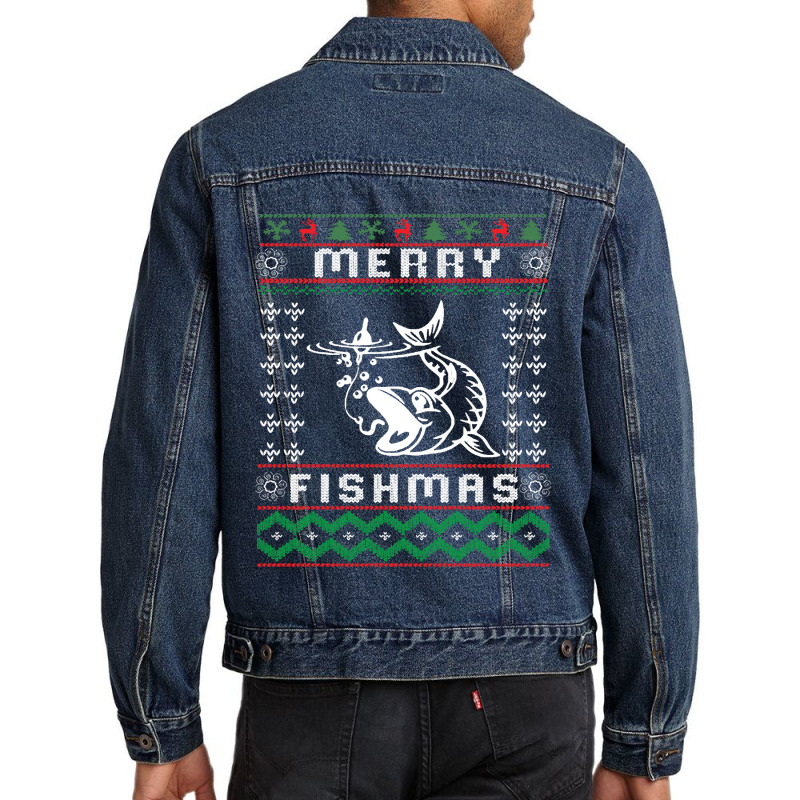 Merry Fishmas Merry Fishmas Funny Christmas Xmas Gifts For Fishers Men Denim Jacket by kerchingparticular | Artistshot