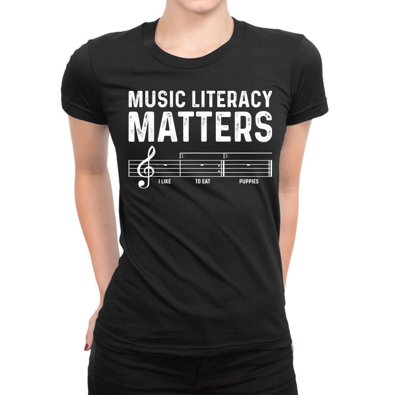 Funny Sarcastic Music Literacy Matters I Like To Eat Puppies T Shirt Ladies Fitted T-Shirt by haitequila | Artistshot