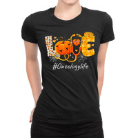 Love Oncology Life Pumpkin Fall Autumn Thanksgiving Nursing Ladies Fitted T-shirt | Artistshot