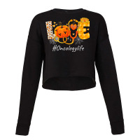 Love Oncology Life Pumpkin Fall Autumn Thanksgiving Nursing Cropped Sweater | Artistshot