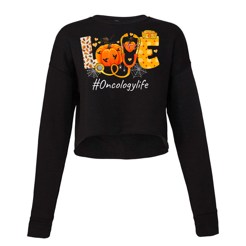 Love Oncology Life Pumpkin Fall Autumn Thanksgiving Nursing Cropped Sweater by Queens | Artistshot