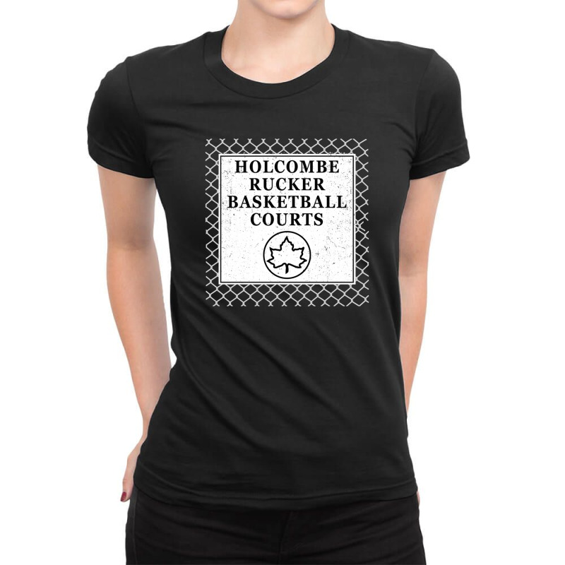 Holcombe Rucker Basketball Courts Park Sign On Chain Link Fence Ladies Fitted T-Shirt by cm-arts | Artistshot