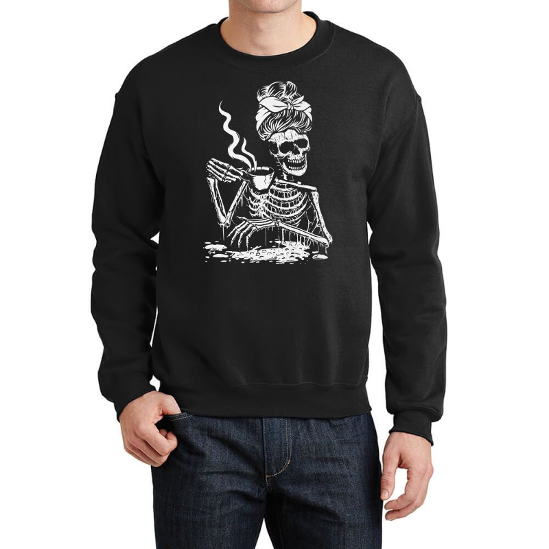 Skeleton Coffee Messy Bun   Front Design Premium T Shirt Crewneck Sweatshirt by maecopaharo | Artistshot