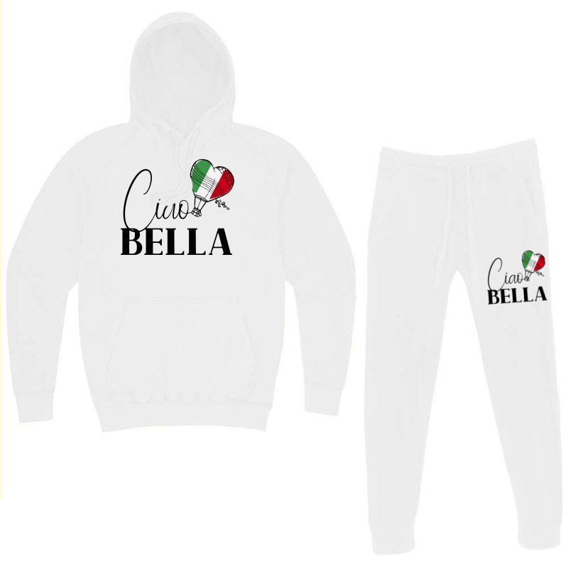 Ciao Bella Italy Graphic With Italian Flag Sweatshirt Hoodie & Jogger Set | Artistshot