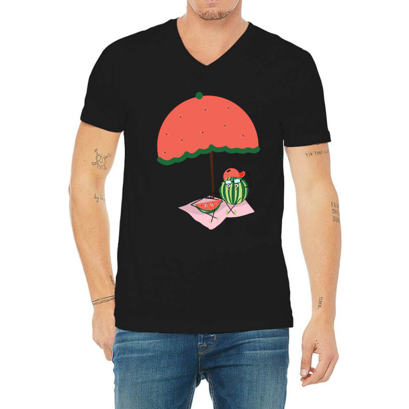 Watermelon  Shirt Watermelon On Vacation   2170 V-neck Tee | Artistshot