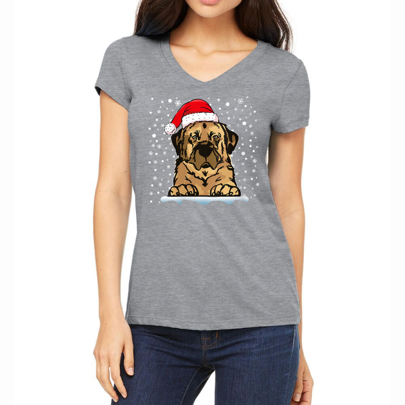 Womens Anatolian Shepherd Dog Christmas Santa Hat Matching Family V Ne Women's V-Neck T-Shirt by cm-arts | Artistshot