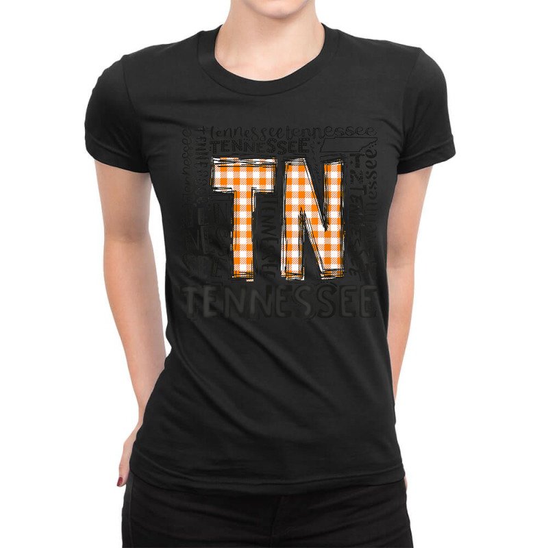 Tennessee State Flag Orange Plaid Tn T Shirt Ladies Fitted T-Shirt by cm-arts | Artistshot