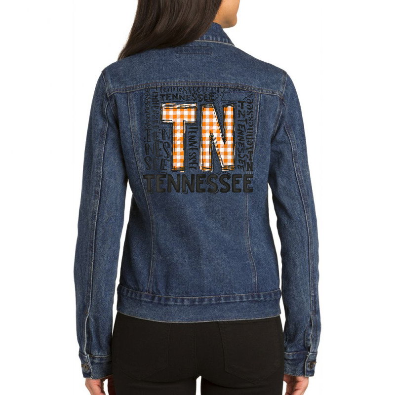 Tennessee State Flag Orange Plaid Tn T Shirt Ladies Denim Jacket by cm-arts | Artistshot