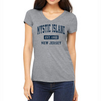 Womens Mystic Island New Jersey Nj Vintage Athletic Sports Design V Ne Women's V-neck T-shirt | Artistshot